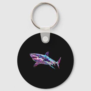 Great White Shark Polygon Fishing Scuby Diving Sha Key Ring