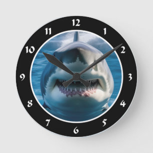 Great White Shark Round Clock