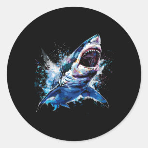 Great White Shark Scuby Diving Fishing Shark Lover Classic Round Sticker