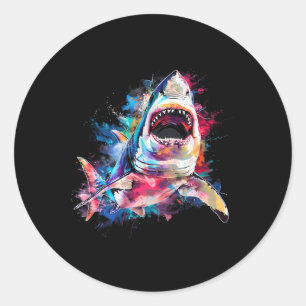 Great White Shark Scuby Diving Fishing Shark Lover Classic Round Sticker