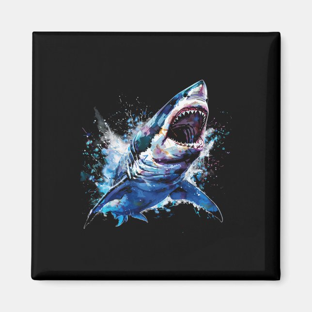 Great White Shark Scuby Diving Fishing Shark Lover Magnet (Front)
