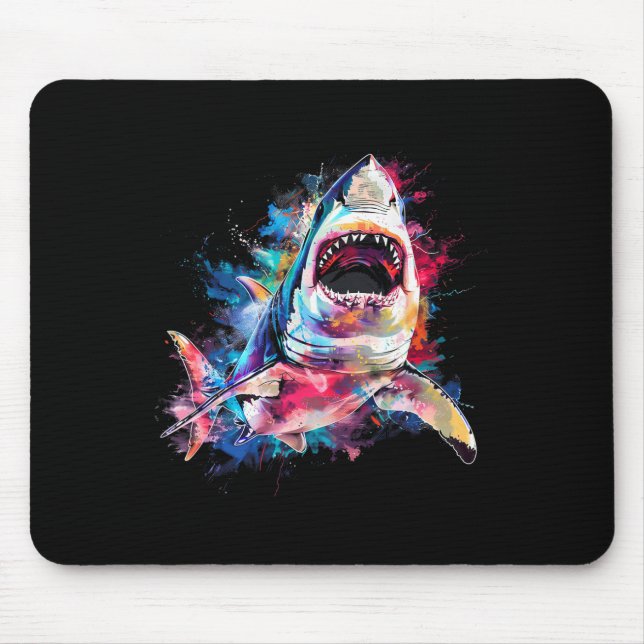 Great White Shark Scuby Diving Fishing Shark Lover Mouse Mat (Front)