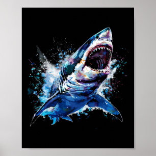 Great White Shark Scuby Diving Fishing Shark Lover Poster