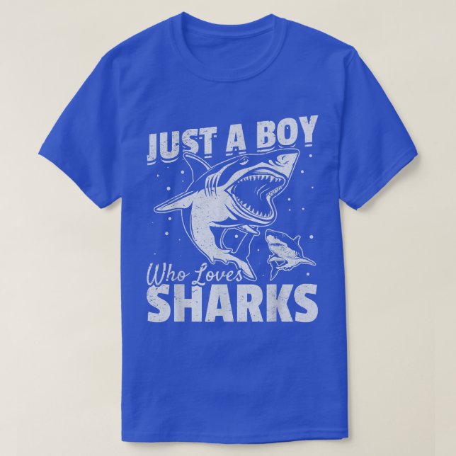 Great White Shark Sharkfish I Just A Boy Who Loves T-Shirt (Design Front)