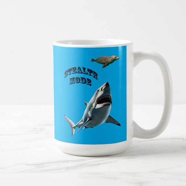 Great White Shark Stalking a Seal Underwater URM Coffee Mug (Right)