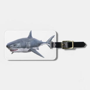 great white shark swimming to the right luggage tag