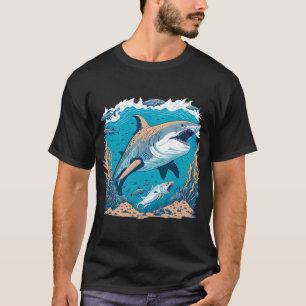 Great white shark swimming with small fish T-Shirt