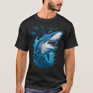 Great white shark swimming with small fish T-Shirt