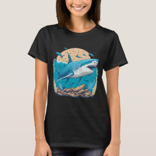 Great white shark swimming with small fish T-Shirt