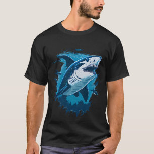Great white shark swimming with small fish T-Shirt