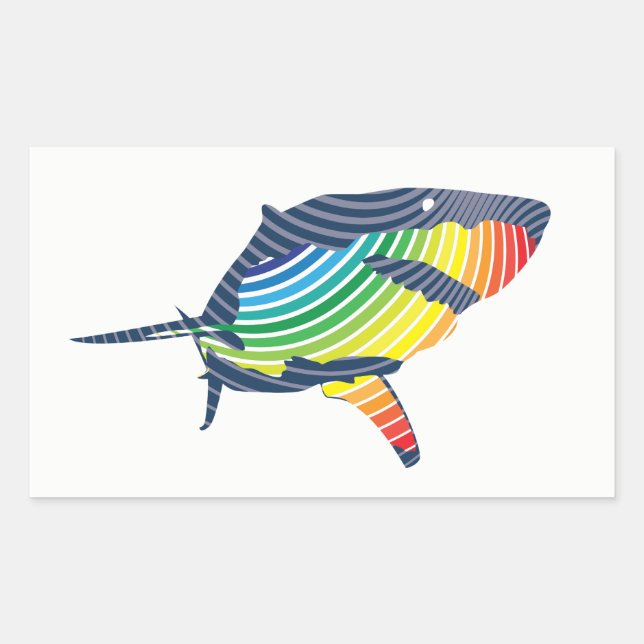 Great White Shark Swoosh Rectangular Sticker (Front)
