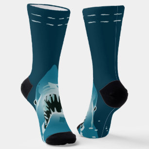 Great White Shark Teal Blue Ocean Socks