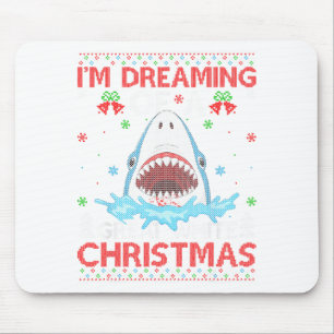 Great White Shark Ugly Xmas Sweater Shark Fishing Mouse Mat