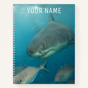 Great White Shark Underwater Portrait Custom Notebook