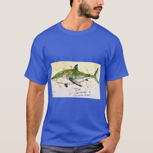 Great White shark watercolor by Breekha T-Shirt (Front)