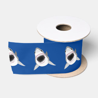 Great White Shark With Open Jaws Funny Satin Ribbon