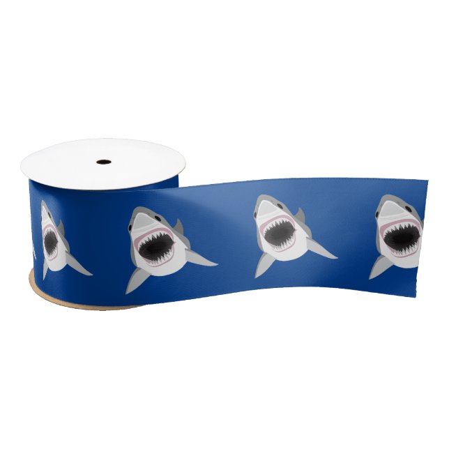 Great White Shark With Open Jaws Funny Satin Ribbon (Spool)
