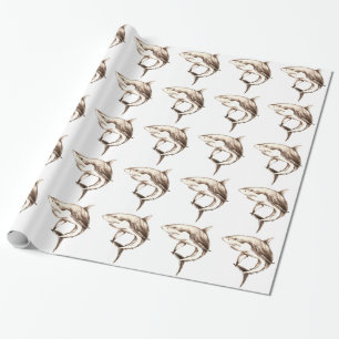 great white shark wrapping paper