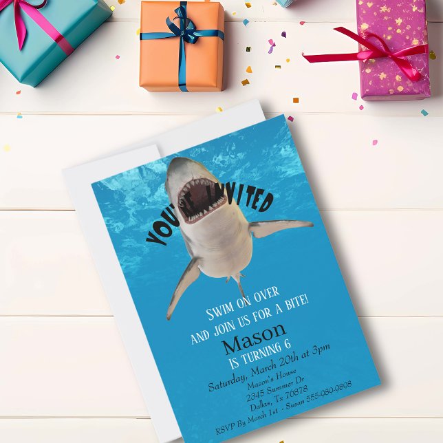 Great White Shark You're Invited Child's Birthday Invitation (Creator Uploaded)