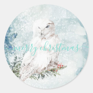 Great White Snowy Owl Classic Round Sticker