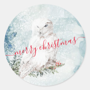 Great White Snowy Owl Classic Round Sticker