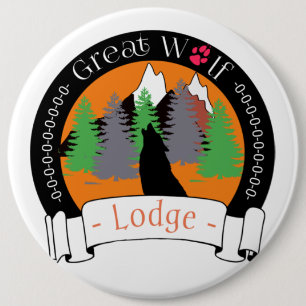 Great wolf lodge 6 cm round badge