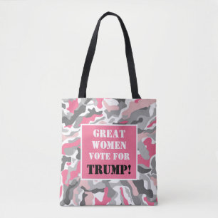 Great Women Vote for Trump Pink Camo Tote Bag