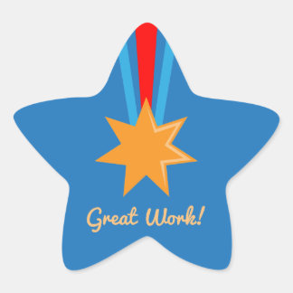 Great Work Bronze Star Red and Blue School Award Star Sticker