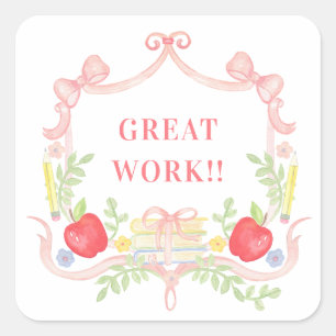 Great Work   Classroom Crest Square Sticker