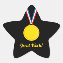 Great Work Gold Medal Red and Blue School Award 