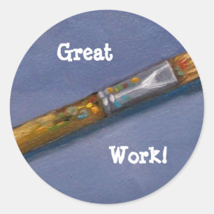 GREAT WORK: STICKER: PAINTBRUSH CLASSIC ROUND STICKER