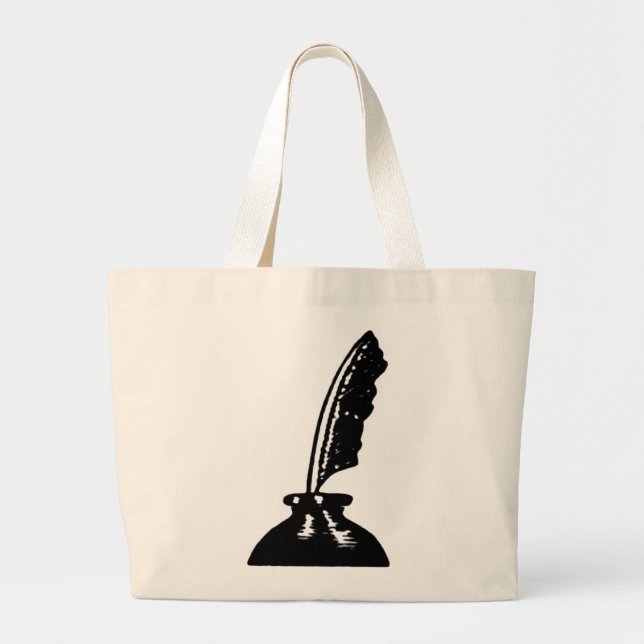 Great Writer or Teacher Totebag Quill Pen Large Tote Bag (Front)