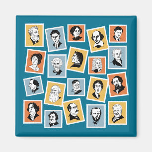 Great writers, poets and playwrights on stamps-1 magnet