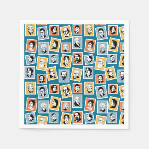 Great writers, poets and playwrights on stamps-1 napkin