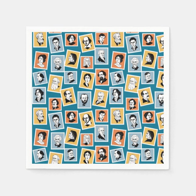 Great writers, poets and playwrights on stamps-1 napkin (Front)
