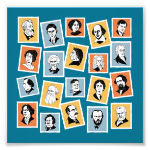 Great writers, poets and playwrights on stamps-1 photo print