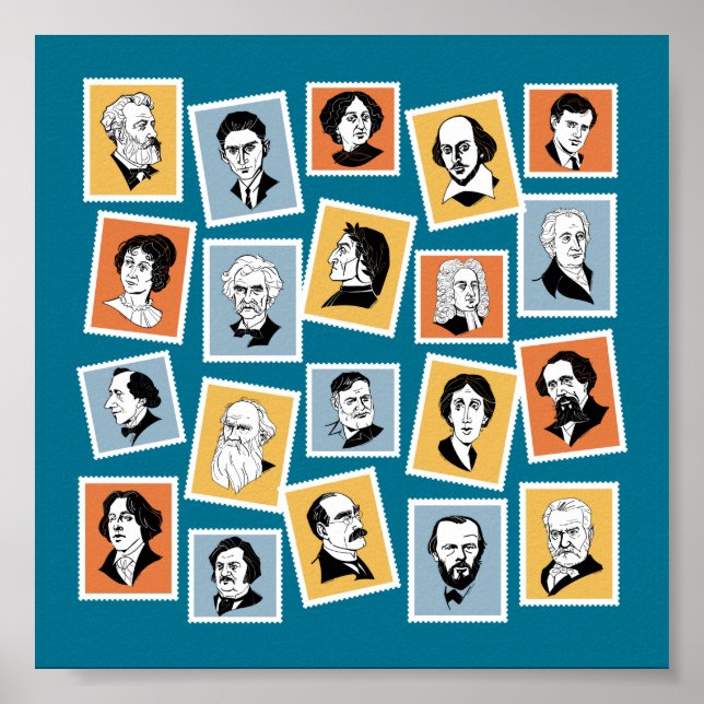 Great writers, poets and playwrights on stamps-1 poster (Front)