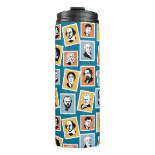 Great writers, poets and playwrights on stamps-1 thermal tumbler