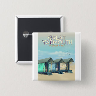 Great Yarmouth Beach hut travel poster 15 Cm Square Badge