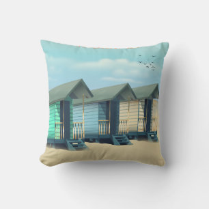 Great Yarmouth Beach hut travel poster Cushion