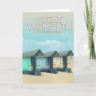 Great Yarmouth Beach hut travel poster Holiday Card