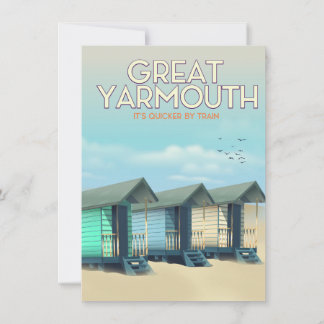 Great Yarmouth Beach hut travel poster Invitation
