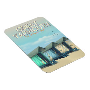 Great Yarmouth Beach hut travel poster Magnet