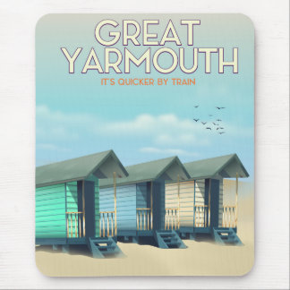 Great Yarmouth Beach hut travel poster Mouse Mat