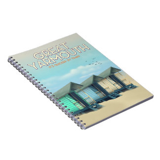 Great Yarmouth Beach hut travel poster Notebook
