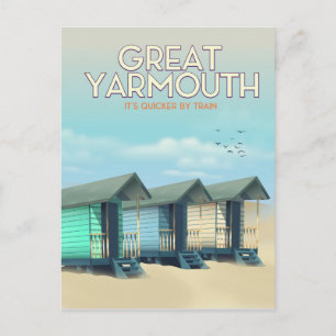 Great Yarmouth Beach hut travel poster Postcard
