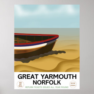 Great Yarmouth Norfolk Vintage travel poster