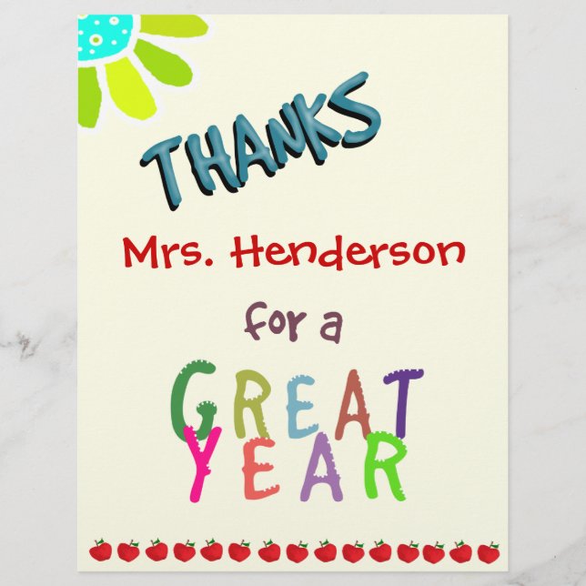Great Year, Classroom Thank You Card (Front)