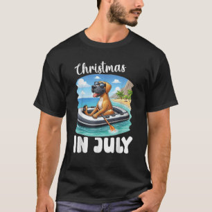 GREATDANE Dog on Inflatable Boat Merry Christmas i T-Shirt