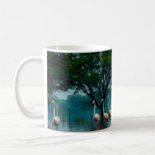 Greater flamingo flock in natural habitat. A natur Coffee Mug